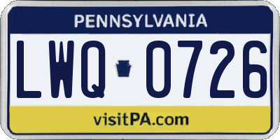 PA license plate LWQ0726