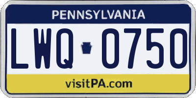 PA license plate LWQ0750