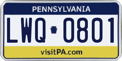 PA license plate LWQ0801