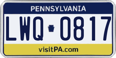 PA license plate LWQ0817
