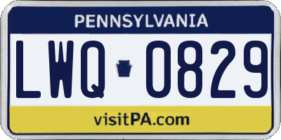 PA license plate LWQ0829