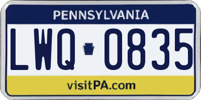 PA license plate LWQ0835