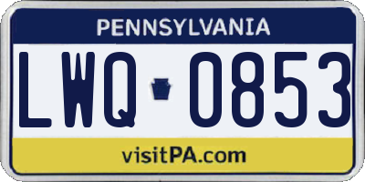 PA license plate LWQ0853