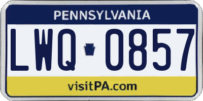 PA license plate LWQ0857