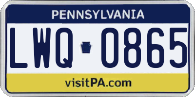 PA license plate LWQ0865