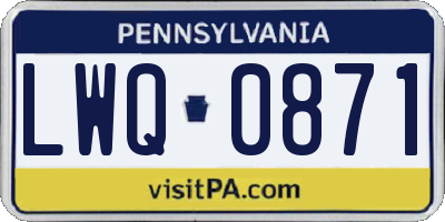 PA license plate LWQ0871