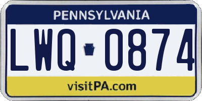 PA license plate LWQ0874