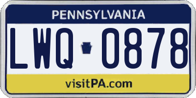 PA license plate LWQ0878