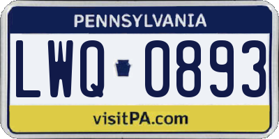 PA license plate LWQ0893