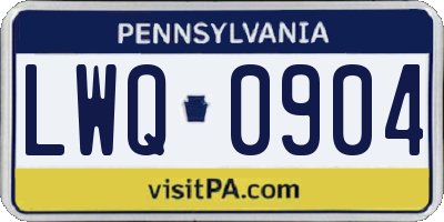 PA license plate LWQ0904