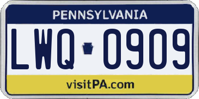 PA license plate LWQ0909