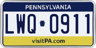 PA license plate LWQ0911