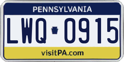 PA license plate LWQ0915