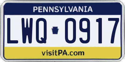 PA license plate LWQ0917