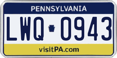 PA license plate LWQ0943