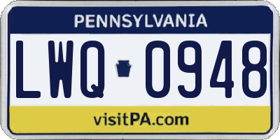 PA license plate LWQ0948