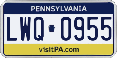 PA license plate LWQ0955