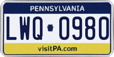 PA license plate LWQ0980