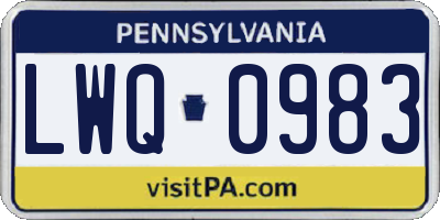 PA license plate LWQ0983