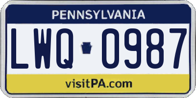 PA license plate LWQ0987