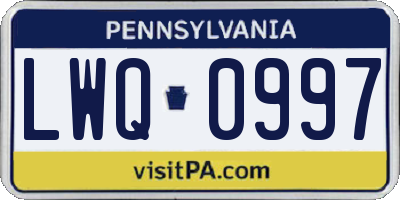 PA license plate LWQ0997