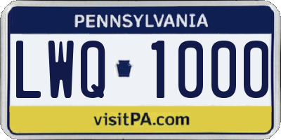 PA license plate LWQ1000