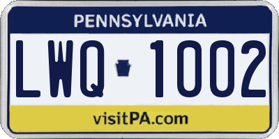PA license plate LWQ1002