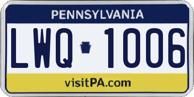 PA license plate LWQ1006