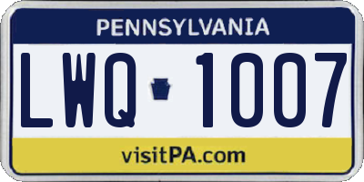 PA license plate LWQ1007
