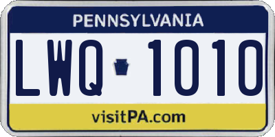 PA license plate LWQ1010