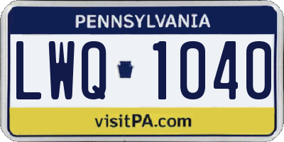 PA license plate LWQ1040