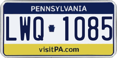 PA license plate LWQ1085