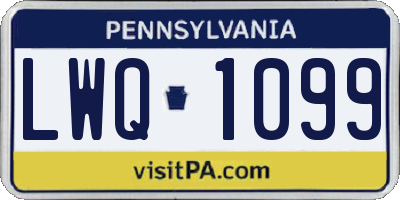 PA license plate LWQ1099