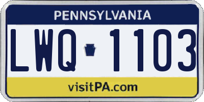 PA license plate LWQ1103