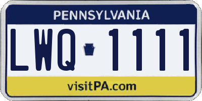 PA license plate LWQ1111