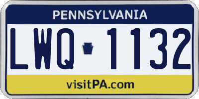 PA license plate LWQ1132