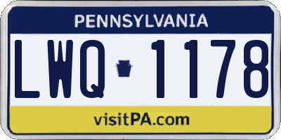 PA license plate LWQ1178