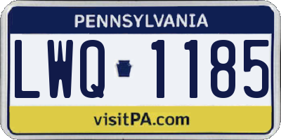 PA license plate LWQ1185