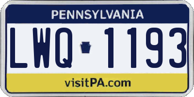 PA license plate LWQ1193