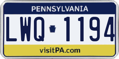 PA license plate LWQ1194