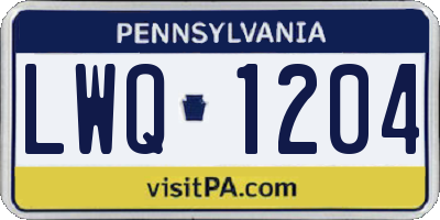 PA license plate LWQ1204