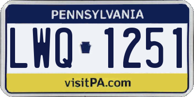 PA license plate LWQ1251