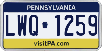 PA license plate LWQ1259