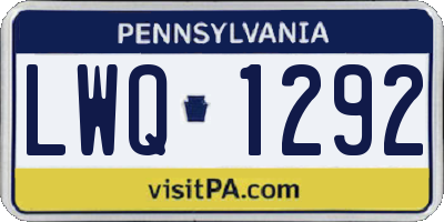 PA license plate LWQ1292
