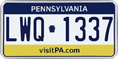 PA license plate LWQ1337