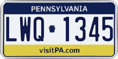 PA license plate LWQ1345