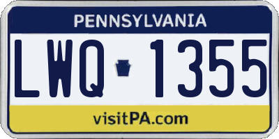 PA license plate LWQ1355