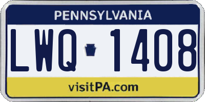 PA license plate LWQ1408