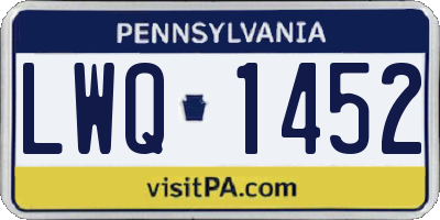 PA license plate LWQ1452