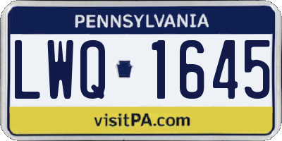 PA license plate LWQ1645